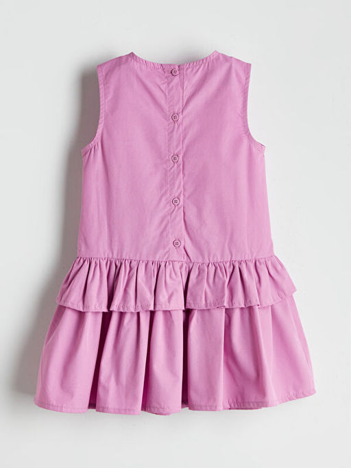 ?i?ek Aplike K?z ?ocuk Poplin Elbise