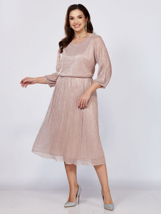 Платье Mira Fashion 5446S-Р пудра с полуоткрытыми рукавами