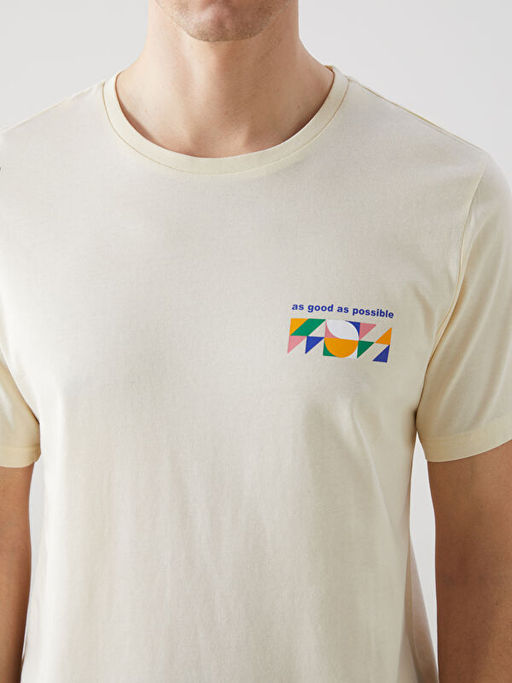 Bisiklet Yaka K?sa Kollu Bask?l? Penye Erkek Ti??rt