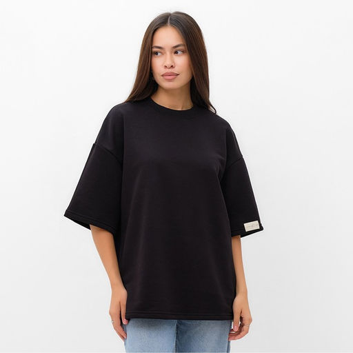 Футболка с нашивкой женская MIST Base, чёрная, размер 44