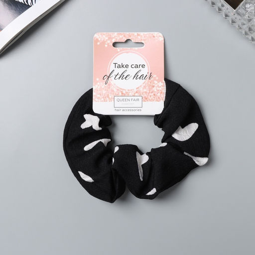 Цена за 3 шт. Резинка для волос «Орбита», классик сердце, 10 см, бело-чёрная