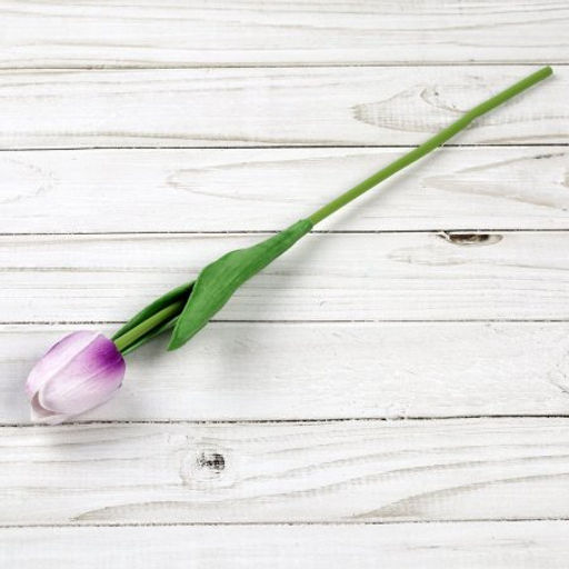 Цветок искусственный Тюльпан 30 см бело-фиолетовые / 1205 /уп 10/200/1200/ латэкс - Галеонтрейд фото 5