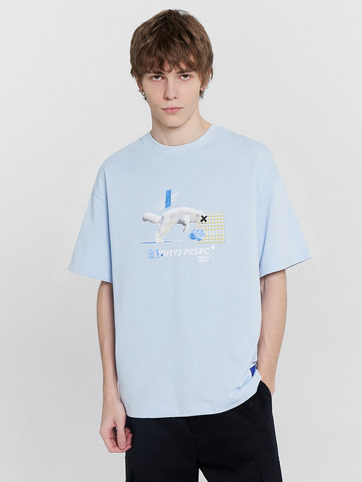 Футболка мужская голубая с принтом Lyutyj pesec* trash only - Mark formelle фото 3