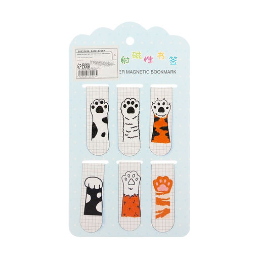 Набор закладок магнитных для книг 6 штук Лапки 60*19мм МИКС CALLIGRATA фото 9