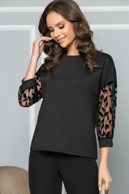Блуза Агнесса (блэк) Б5115 - Lt collection фото 9