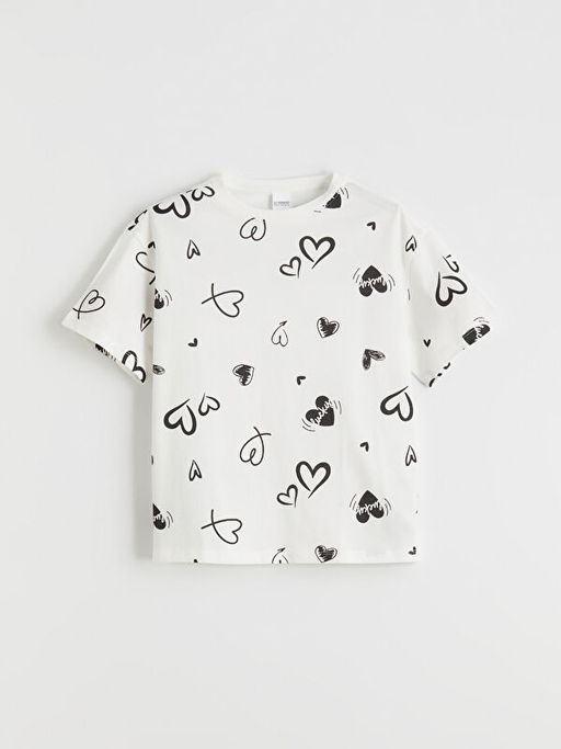 Kalp Desenli K?z ?ocuk ?ortlu Pijama Tak?m?