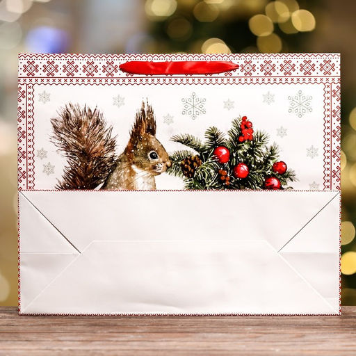 Пакет подарочный ламинированный горизонтальный Белочка!, 49?40?19 см