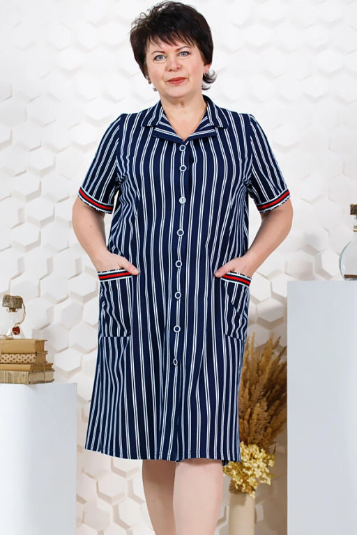 Халат женский , цвет синий белый