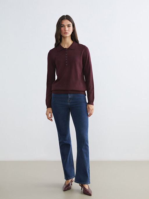 Polo Yaka Kad?n Triko Kazak