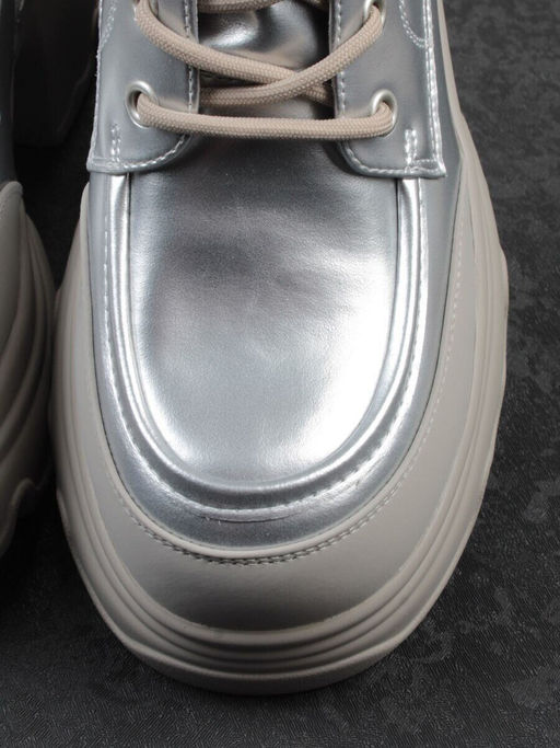 01-F591-2 GREY/SILVER Ботинки демисезонные женские (натуральная кожа, искусственная кожа)