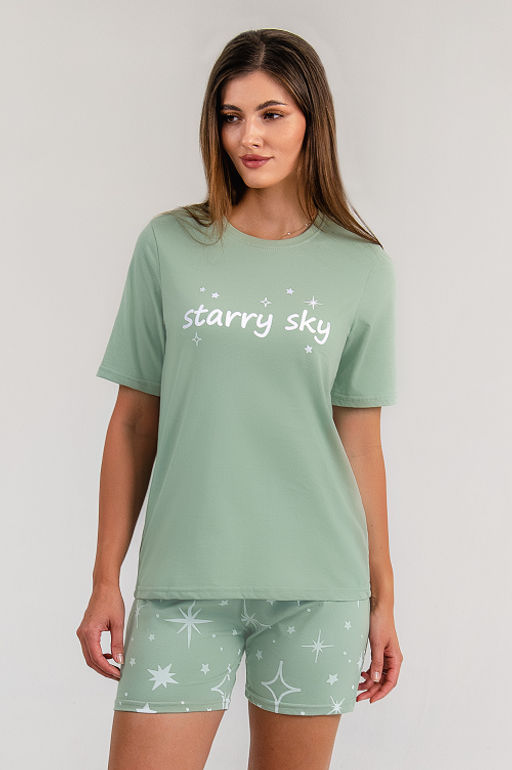 Арт. 9175 Пижама с шортами 42-50 (5шт) Цвет:полынь - Калинка фото 2