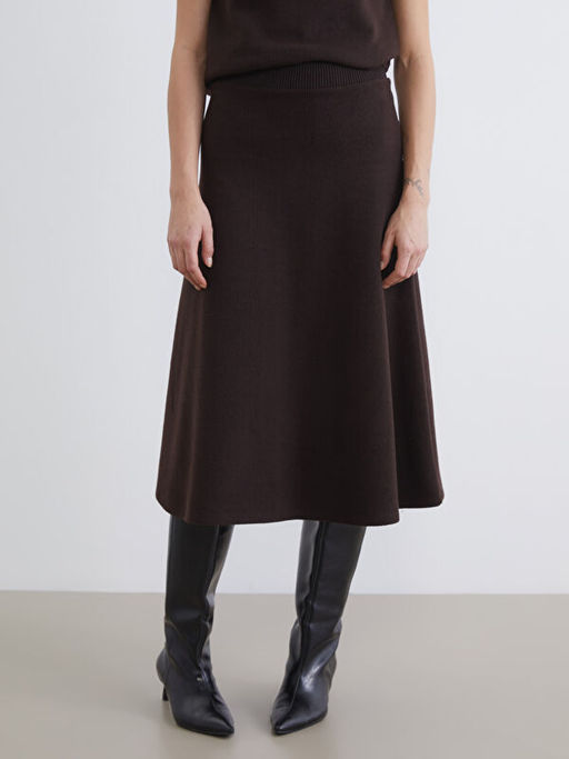 Beli Lastikli A Kesim Triko Etek