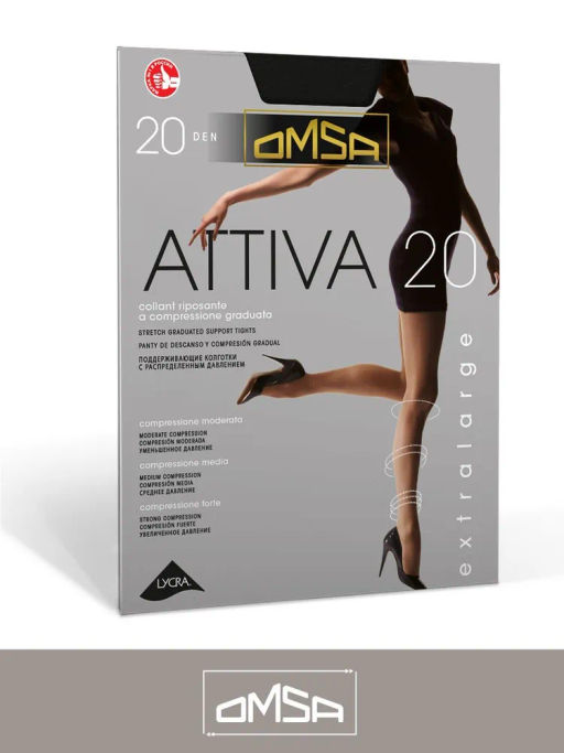 Колготки Omsa ATTIVA 20 XXL PLUS SIZE (50/5) - nero  фото 4