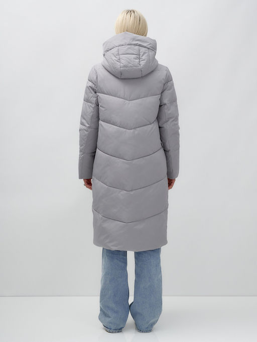 Пальто утепленное стеганное зимнее с капюшоном женское серого цвета 9639Sr - Mtforce фото 16