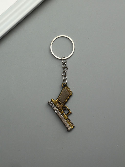 Цена за 12 шт. Брелок металл "Пистолет" двигается затвор МИКС 3х4,3х0,5 см