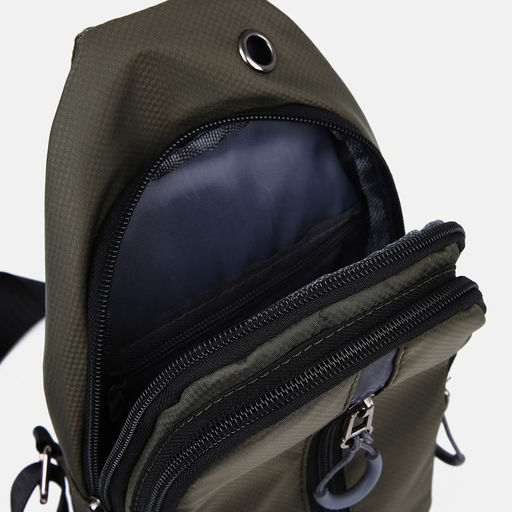 Сумка слинг мужская из текстиля, отверстие для наушников, цвет зелёный - Simaland фото 6