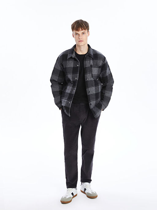 Regular Fit Uzun Kollu Ekose Erkek G?mlek Ceket