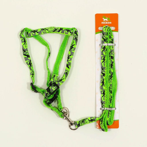 Комплект прошитый Милитари, поводок 120 х 1 см, ОГ 23-35 см, хаки - Пижон фото 6