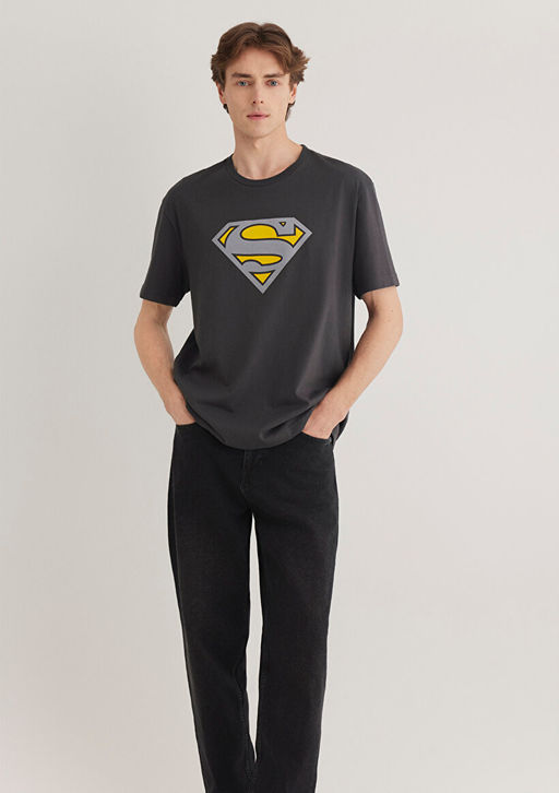Superman Bask?l? Antrasit Tisort - Mavi фото 2