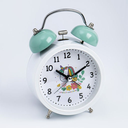 Часы - будильник детские «Единорог», дискретный ход, 9.5×14×5 см, белый
