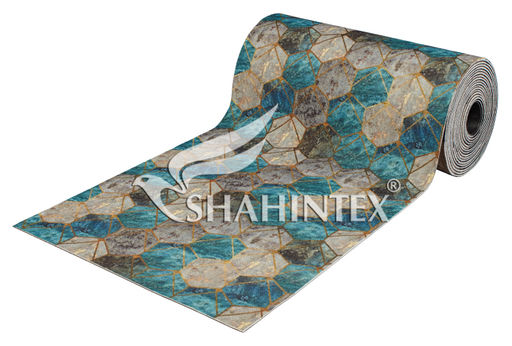 Коврик-дорожка SHAHINTEX DIGITAL PRINT (21) Соты 100х1000 серо-голубой  фото 2