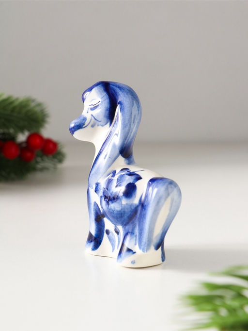 Фигурка фарфор «Лошадь Грива», 7.5×6.5×2.5 см, гжель