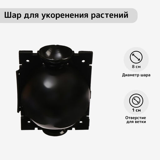 Цена за 2 шт. Шар для укоренения растений, d = 8 см, под ветку 1 см, чёрный , Greengo