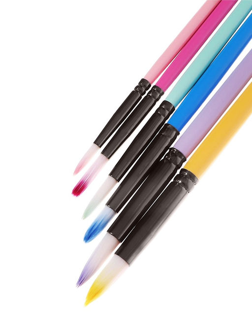 Набор кистей для рисования, синтетика, 6 штук: № 2, 4, 6, 8, 10, 12, круглые, с цветными ручками, пастель