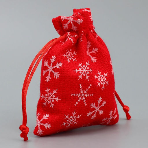 Цена за 5 шт. Мешочек подарочный холща Морозко, снежинки, 10 х 12 см +/- 1.5 см - Дарите счастье фото 2