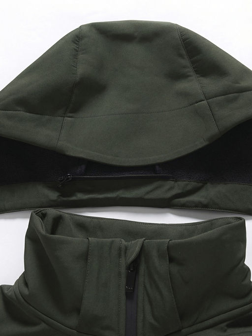 Ветровка мужская софтшелл виндстоппер с капюшоном спортивная цвета хаки 9615_1Kh