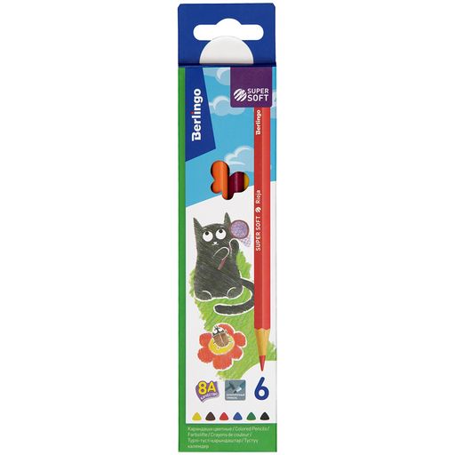 Карандаши Berlingo "SuperSoft. Жил-был кот" 6цв., трехгранные (SS00506)