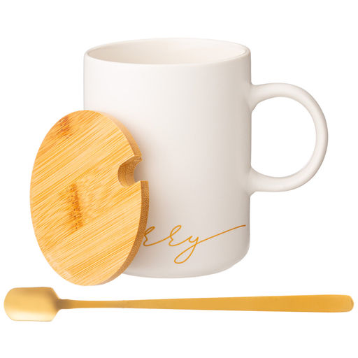 КРУЖКА БЕЛАЯ 380 МЛ С КРЫШКОЙ И ЛОЖКОЙ В ПОДАРОЧНОЙ УПАКОВКЕ - Lefard фото 5