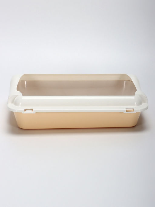 Туалет средний с бортом и сеткой 36×26×9, см, лоток бежевый, сетка и борт белые