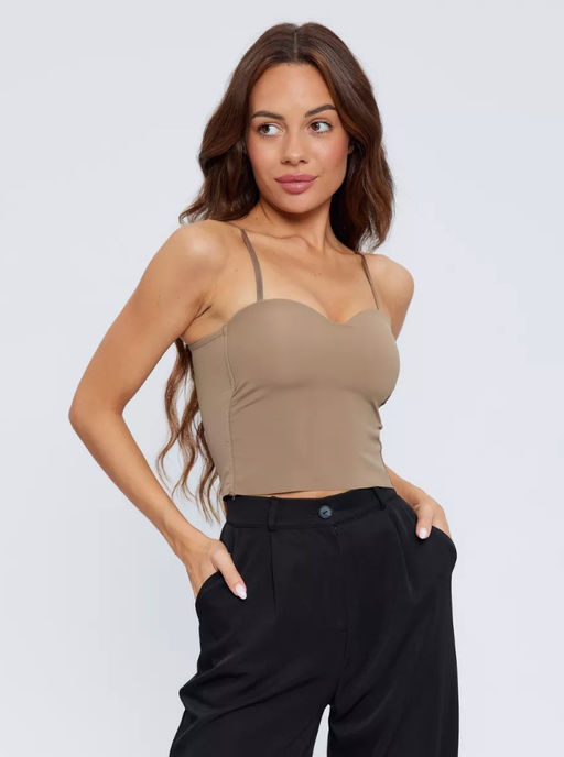 K11063 Кроп-топ с чашками БЕЖЕВЫЙ