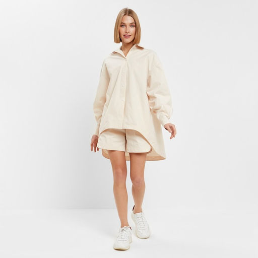 Костюм женский (рубашка, шорты) MINAKU: Oversize, молочный, размер 44