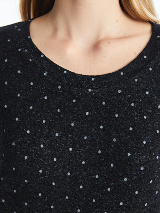 Bisiklet Yaka Puantiyeli Kad?n Pijama Tak?m?