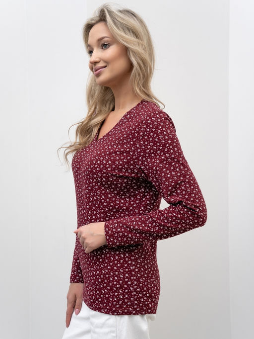 Джемпер хлопок 95%, лайкра 5%,бордовый - Binita фото 4