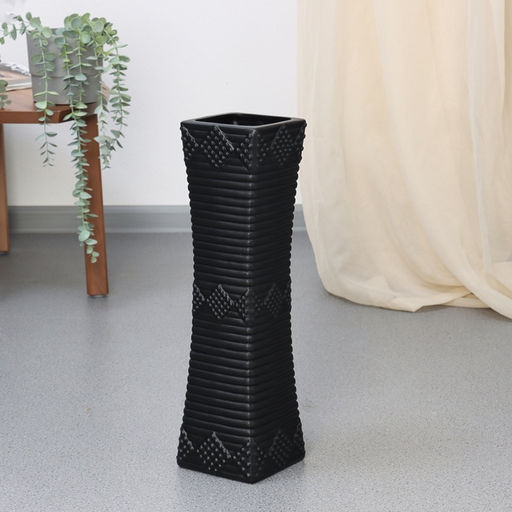 Ваза для цветов напольная «Харви», 46×12 см, керамика, чёрная