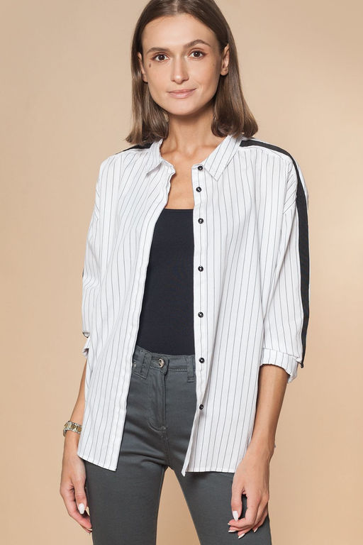 Рубашка свободного силуэта с тесьмой