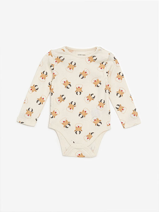 Bisiklet Yaka Bask?l? Erkek Bebek ??t??tl? Bodysuit