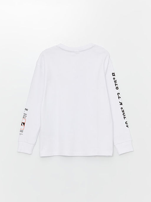 Bisiklet Yaka Uzun Kollu Bask?l? Erkek ?ocuk Ti??rt - Waikiki фото 2