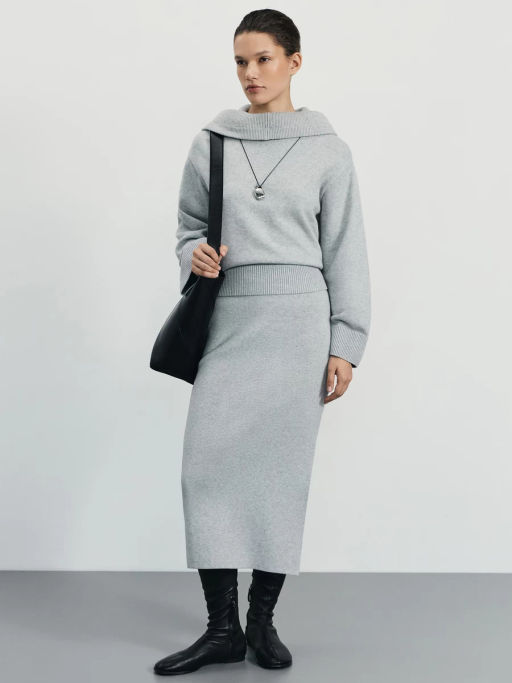 Вязаная юбка миди с вискозой / Zarina