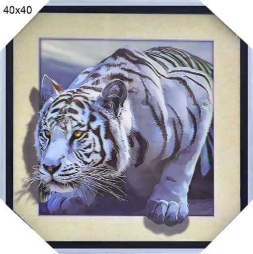 Цена за 1 шт. Картина 5D 40х40 025 Белый тигр / KS1912-1 / - Галеонтрейд фото 3