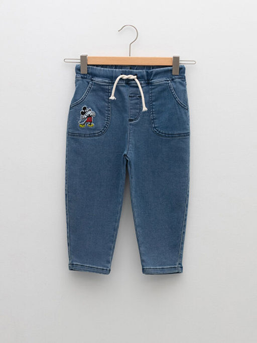 Beli Lastikli Mickey Mouse Nak??l? Erkek Bebek Jean Pantolon
