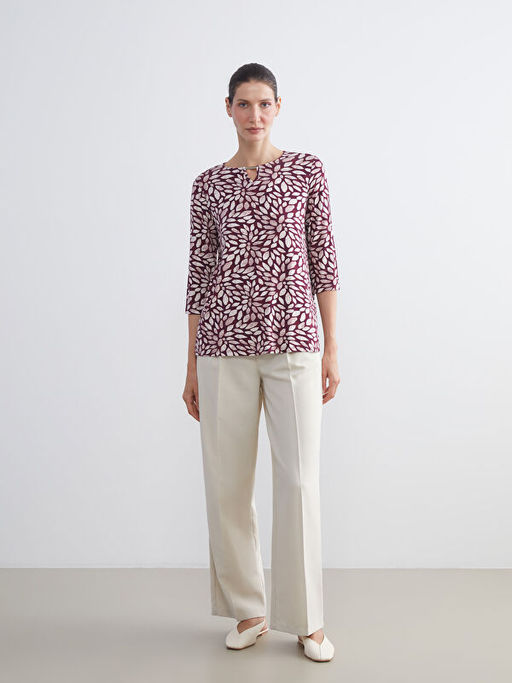 Bisiklet Yaka ?i?ekli Bluz