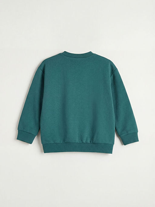 Bisiklet Yaka Bask?l? Erkek ?ocuk Sweatshirt