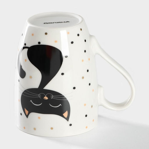 Кружка Доляна «Котик», 350 мл, фарфор, белая