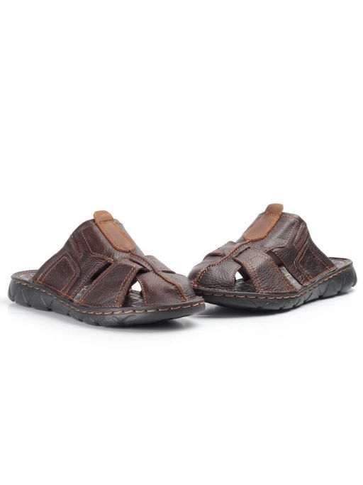 P2322-10 BROWN Тапочки мужские (натуральная кожа) - Фабричный китай фото 12