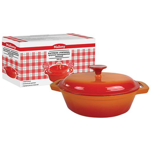 УТЯТНИЦА чугунная эмалированная овальная OCE-24, р-р 24 см, 2,1 л арт.985035