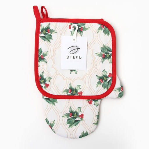 Набор подарочный Этель Christmas melody, варежка 20?28 см, прихватка 19?19 см, хлопок 100%  фото 5